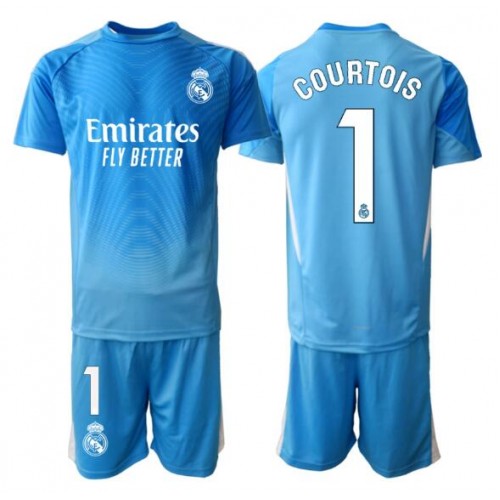 Fotbalové Dres Real Madrid Thibaut Courtois #1 Brankářské Dětské Domácí 2025-26 Krátký Rukáv (+ trenýrky)